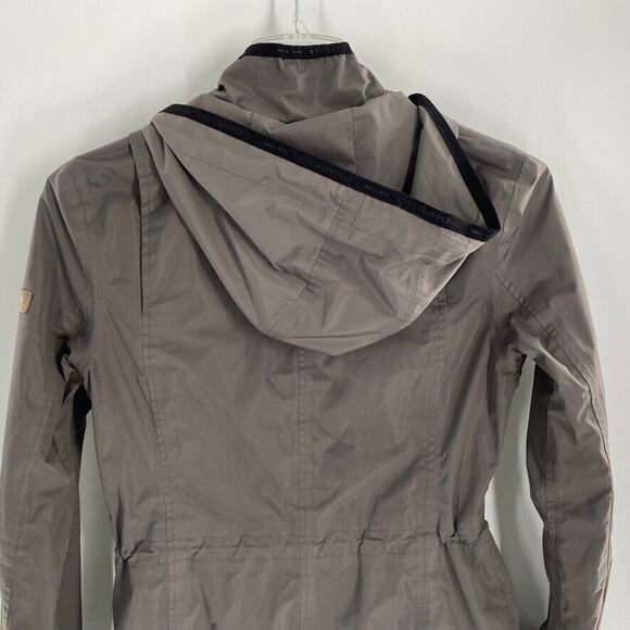 Frieda & Freddie's Womens Shell Rain Jacket Cinched Waist Gray Hooded Pockets S‎ - Picture 8 of 12